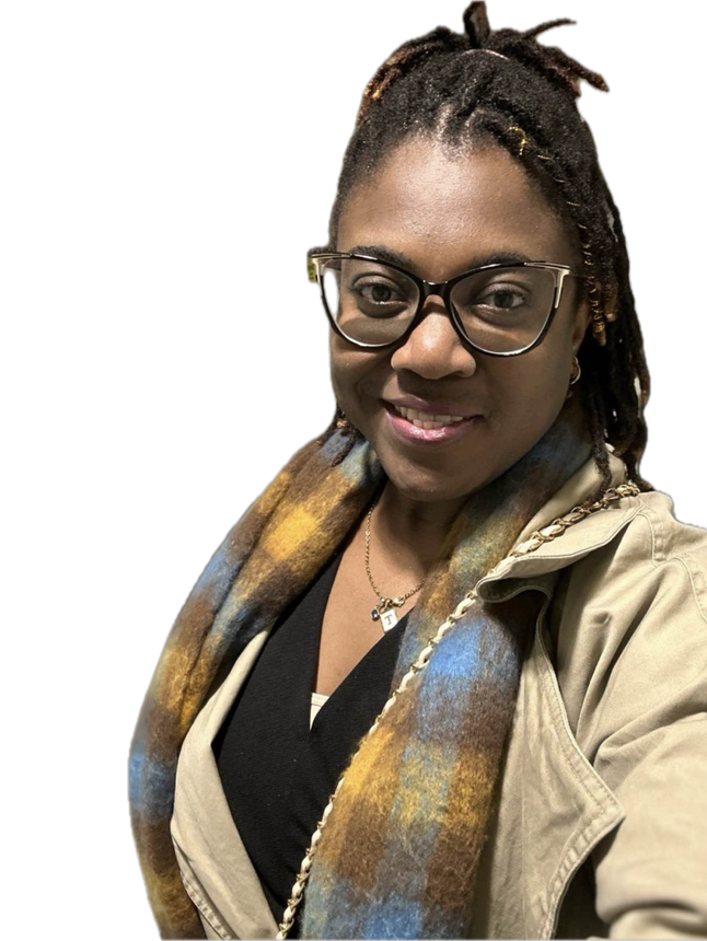 Portrait of a smiling woman in glasses and a scarf